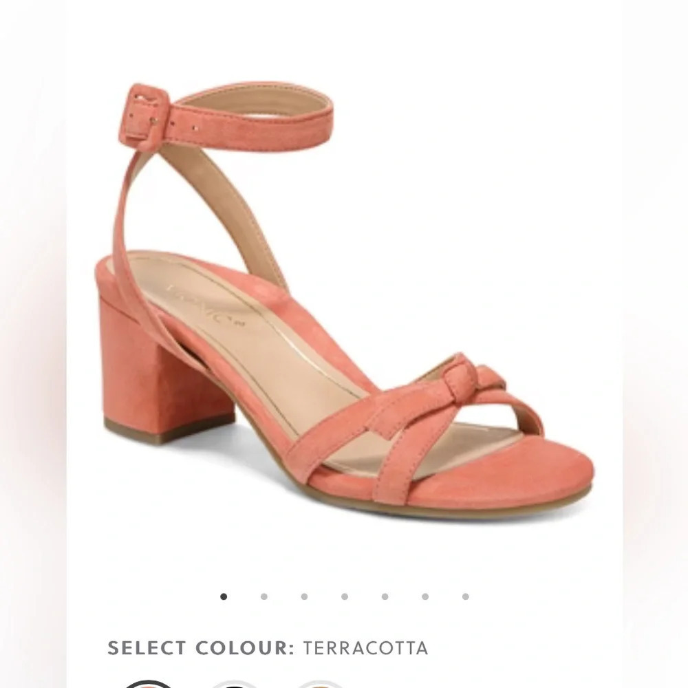 Vionic Rosabel heel  suede sandals stunning coral pink color size 5 NWOT - Picture 2 of 14
